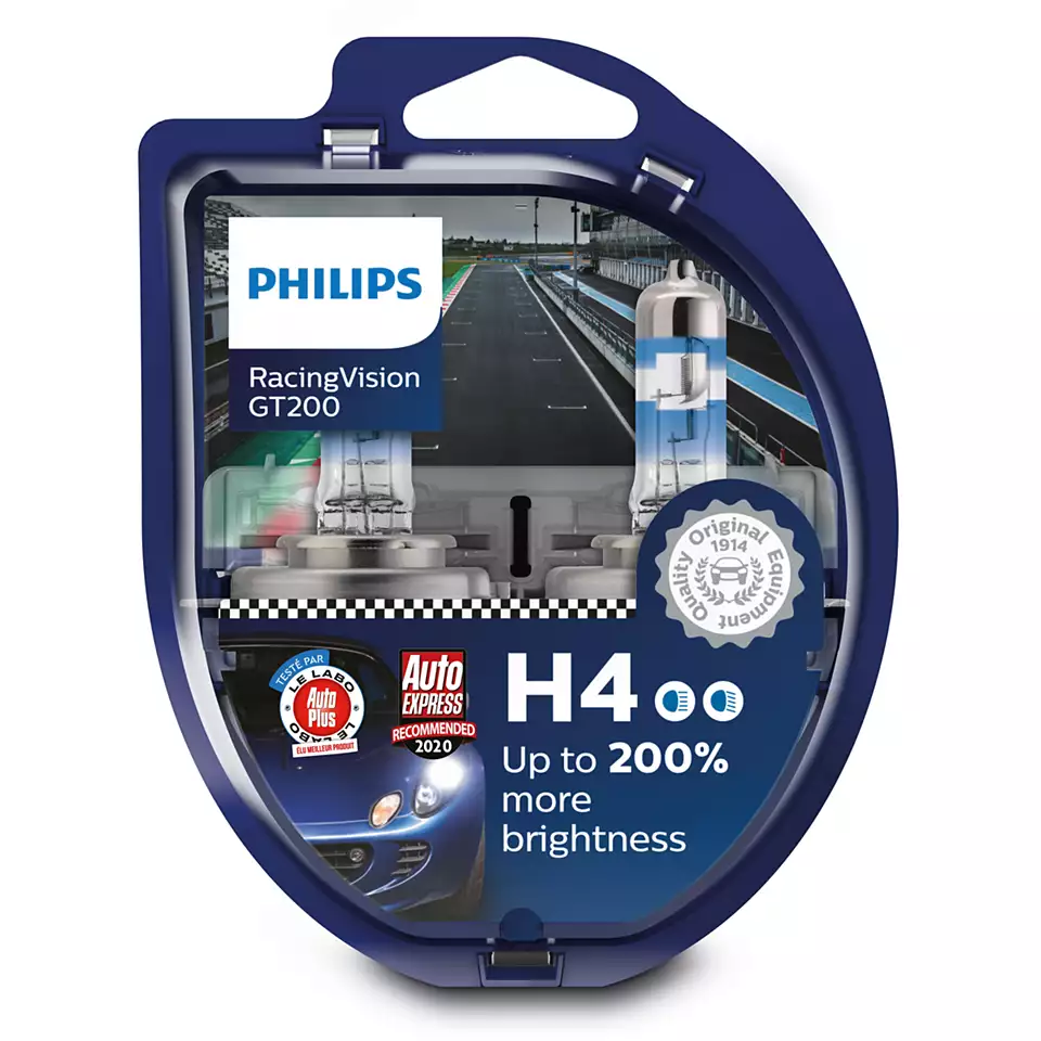 Philips Racing Vision GT200 H4 - Set of two bulbs - Autolume Plus
