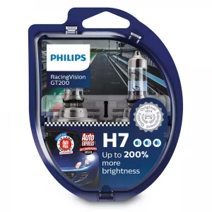 Philips RacingVision GT200 Halogen Bulb – H4, P43t-38, 12V 60/55W, 2 Pack (PH-12342RGTS2), 150% More Vision
