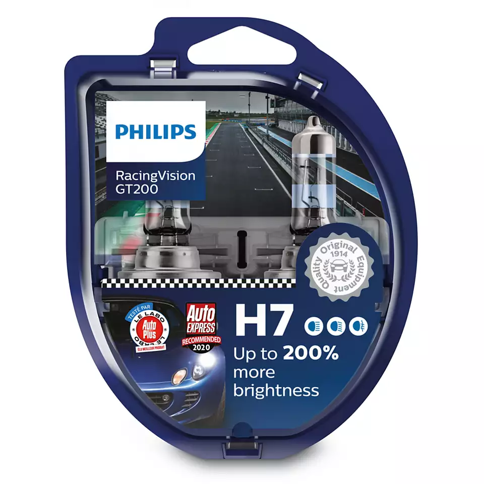 Philips H7 Headlight Bulb 200% Brighter Light Philips Racing Vision GT200  (Set of 2) – Raines Africa